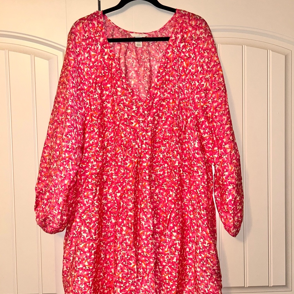 A-Line Pink Floral Dress